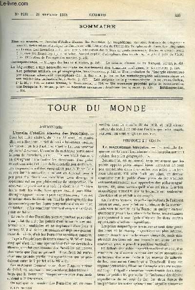 LE COSMOS - REVUE DES SCIENCES ET DE LEURS APPLICATIONS N 1235 - L'essaim d'toiles filantes des Persides, Le magntisme terrestre, Stations de tlgraphie sans fil, Distribution lectrique de l'heure sans fil, L'incendie de l'hotel des tlphones