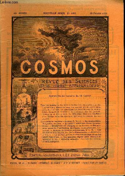 LE COSMOS - REVUE DES SCIENCES ET DE LEURS APPLICATIONS N 1360 - Une trombe marine, Les mistpoeffers des Philippines, Les globulins du sang, Un nouveau procd pour reconnaitre les criminels, Les passereaux qui chantent avant le lever du soleil, Termites