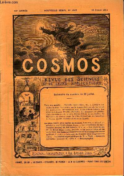 LE COSMOS - REVUE DES SCIENCES ET DE LEURS APPLICATIONS N 1382 - Nouvelle comte Kiess, L'origine des toiles doubles, Recherches sur la temprature du sol, Le salage des nouveaux-ns, Automotrices avec accumulateurs Edison, Les mines mtalliques