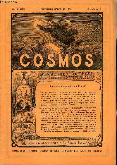 LE COSMOS - REVUE DES SCIENCES ET DE LEURS APPLICATIONS N 1386 - La comte d'Encke, Une nouvelle forme de miroirs pour tlscopes, Le mcanisme des variations glaciaires, La hauteur des vagues, La fusion du carbone, La cage de Faraday