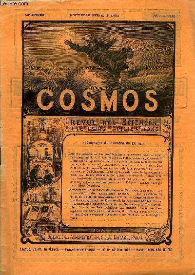 LE COSMOS - REVUE DES SCIENCES ET DE LEURS APPLICATIONS N 1483 - Les modifications aux signaux horaires internationaux par T. S. F., les travaux de l'observatoire de Greenwich, L'illusion de l'agrandissement des objets a l'horizon, Le tremblement