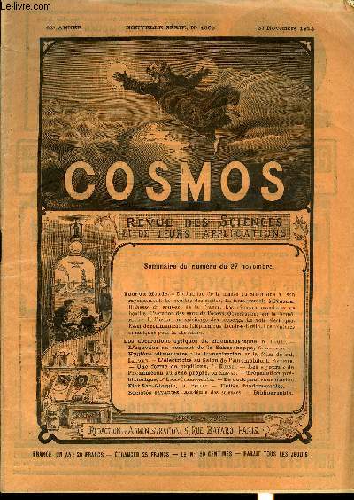 LE COSMOS - REVUE DES SCIENCES ET DE LEURS APPLICATIONS N 1505 - Diminution de la masse du soleil due a son rayonnement, Le nombre des toiles, La terre tremble a Panama, Richesse du sous-sol de la France, Les rserves mondiales de houille, L'aration