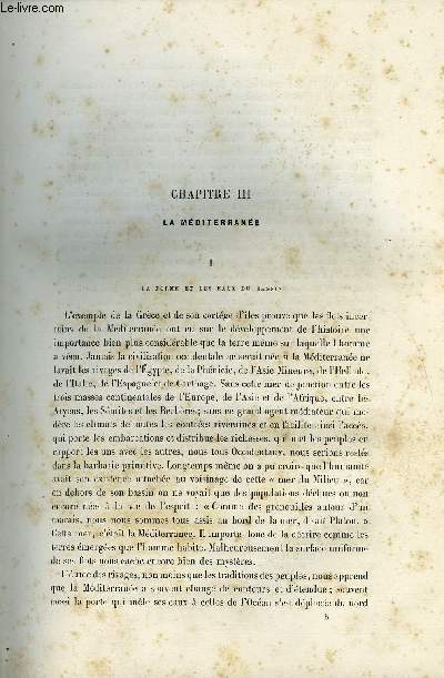 NOUVELLE GEOGRAPHIE UNIVERSELLE - LA TERRE ET LES HOMMES - I. L'EUROPE MERIDIONALE - Chapitre III : La Mditerrane - La forme et les eaux du bassin, La faune, la pche et les salines, Commerce et navigation