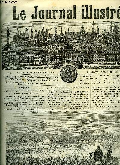 LE JOURNAL ILLUSTRE N 2 - Combat sur la route de Flensbourg entre les Danois et les Austro-Prussiens pas H. de H., Histoire de la semaine par H. de Hem, Vue gnrale de Paris par Emile de la Bdolire, Les mystres d'Udolphie II par Anne Radcliffe, Revue