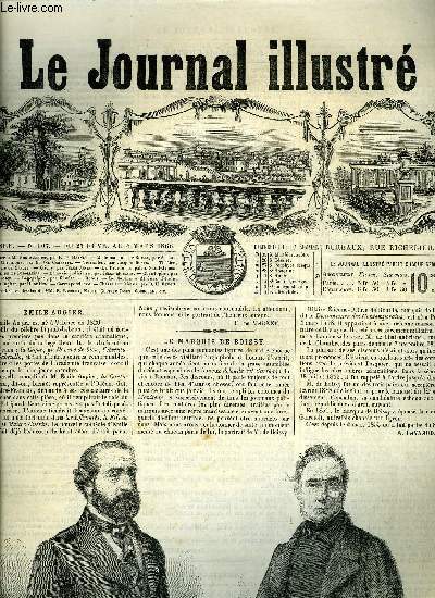 LE JOURNAL ILLUSTRE N 107 - Emile Augier par F. de Marney, Le marquis de Boissy par A. Laynaud, Versailles par Jacques Bonus, Clichy par Jules Janin, La parade au palais Saint James par Emile de la Bdollire, Christophe par Louis Maurice, Le carme