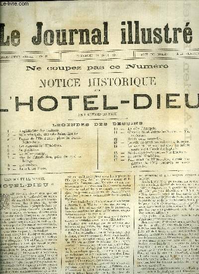 LE JOURNAL ILLUSTRE N 34 - Notice historique sur l'Hotel-Dieu par Alfred Barbou, L'ancien et le nouvel Hotel-Dieu