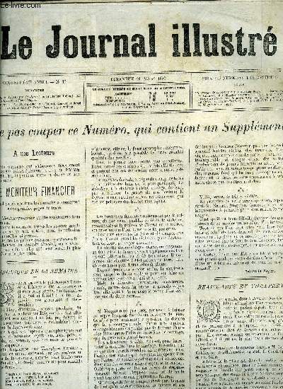 LE JOURNAL ILLUSTRE N 12 - La banque d'Escompte de Paris par Hubert Clerget et Henri Meyer, La Mi-Carme par Hubert Clerget et Henri Meyer, Le percement de Saint-Gothard par Nielsen, Le chien du franc-tireur (suite) par Andr Treuille