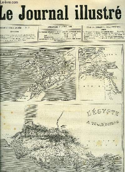 LE JOURNAL ILLUSTRE N 35 - Carte d'Egypte et plan d'Alexandrie, La guerre en Egypte par Henri Meyer d'aprs des documents anglais, Portrait du gnral Ducrot par Henri Meyer, Le nouveau muse zoologique du jardin des Plantes par G. Guiaud