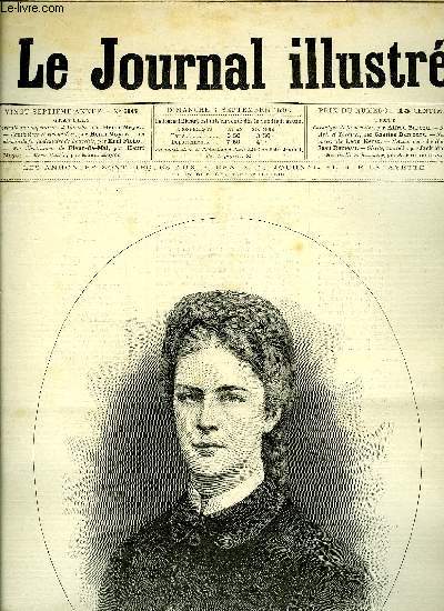 LE JOURNAL ILLUSTRE N 36 - Portrait de l'impratrice d'Autriche par Henri Meyer, Cantinires et vivandires par Henri Meyer, Le chemin de fer funiculaire de Belleville par Karl Fichot, Marie Gurin par Henri Meyer, L'Azou (fin) par Jean Rameau, Giselle