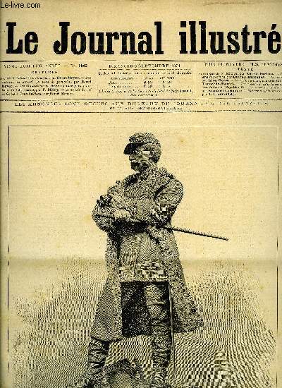 LE JOURNAL ILLUSTRE N 36 - Le gnral Faidherbe a Bapaume par Henri Meyer, Nos animaux en activit (1re srie de portraits) par Henri Meyer, L'arrive du roi de Serbie a Fontainebleau par Henri Meyer, Le maitre d'cole (suite) par Tancrde Martel