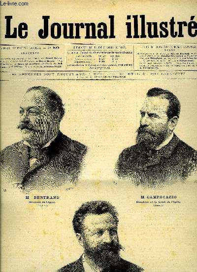 LE JOURNAL ILLUSTRE N 50 - La nouvelle administration de l'Opra par Henri Meyer, Les funrailles de lord Lytton par Henri Meyer, Le gnral Azas par Henri Meyer, Le portrait (suite) par Boiserrant, Les moeurs parlementaires a Hati, Un cabinet noir