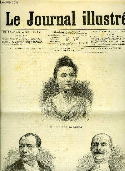 LE JOURNAL ILLUSTRE N 13 - Mlle Yvette Guilbert, MM. Paulus et Kam-Hill par Henri Meyer, L'hotel de sens par Henri Meyer et Karl Fichot, Mlle Henriette Delabarre par Henri Meyer, Portrait de marquise (suite) par Jacques de Garches, Les premires annonces