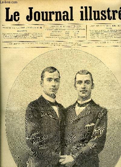 LE JOURNAL ILLUSTRE N 4 - Deux jumeaux conscrits de la classe 1893, L'incendie de l'exposition de Chicago par Leftwich, Une distribution de pain aux indigents par Belon, Frres d'armes (suite) par Georges de Lys, Au pays des ponges (suite et fin)