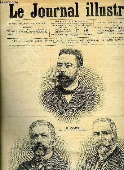 LE JOURNAL ILLUSTRE N 2 - MM. Doumer, Constans et Nisard, La nouvelle salle du Muse de l'arme aux Invalides par Damblans, Le mariage d'une franaise et d'un chef arabe par Tofani, Le prince devenu berger par Tancrde Martel, L'impratrice de Chine