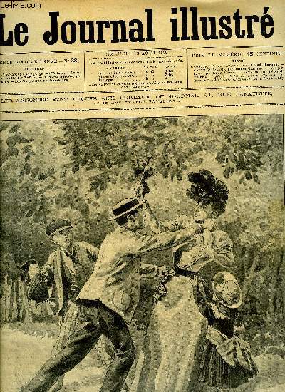 LE JOURNAL ILLUSTRE N 33 - Le bois de Boulogne coupe-gorge par Tofani, La voleuse d'enfants par Tofani, A la cote d'Ivoire par Damblans, Les mougeottes par Damblans, Princesse par Lon de Villers, Mademoiselle de Langes etait-elle un homme ?
