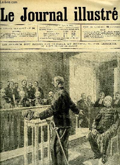 LE JOURNAL ILLUSTRE N 34 - Le procs Dreyfus a Rennes : le gnral Mercier a la barre par Tofani, La salle d'audience du Conseil de guerre par Damblans, Le retour de l'inculp a la prison par Tofani, Princesse par Lon de Villers, La soif de Paris