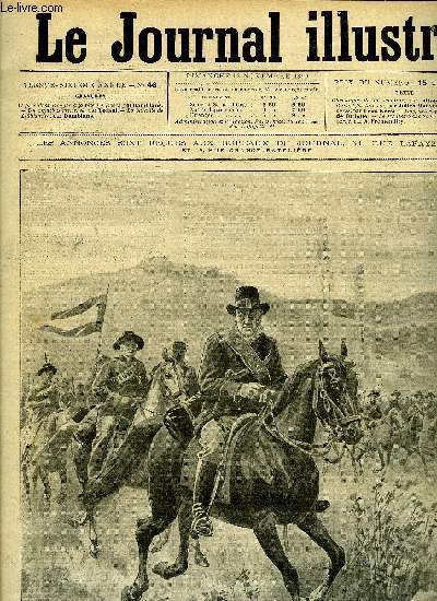 LE JOURNAL ILLUSTRE N 46 - Le prsident Kruger a la tte des Bors par Damblans, Un omnibus renvers par Tofani, La bataille de Ladysmith par Damblans, Gasparine par Julien Berr de Turique, Le sergent Sans Souci (suite)
