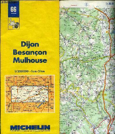 CARTE MICHELIN N66 - DIJON - BESANCON - MULHOUSE - 1/200 000