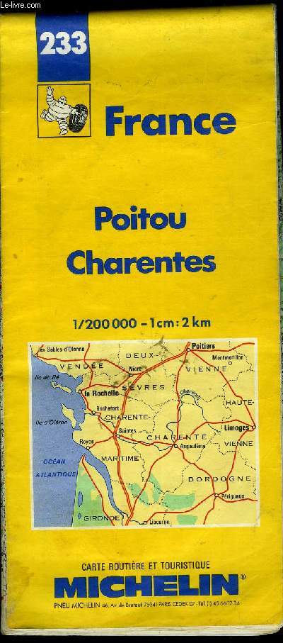 CARTE MICHELIN N233 - POITOU CHARENTES