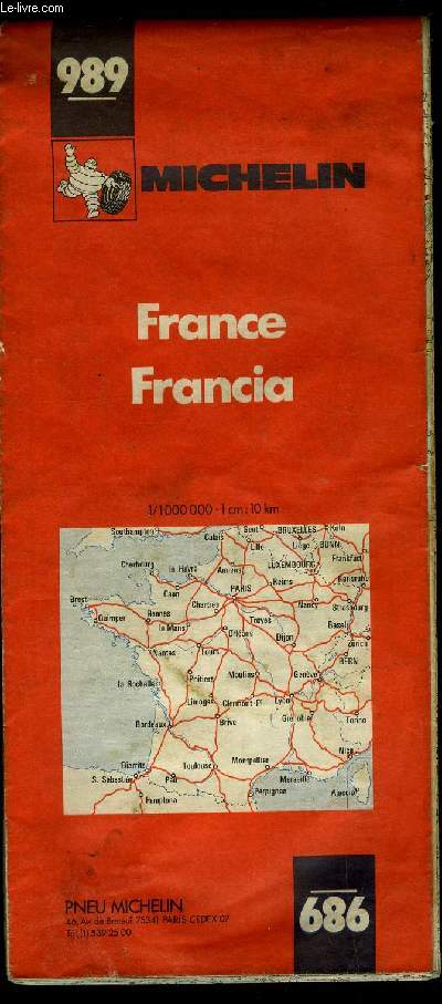 CARTE MICHELIN N989 - FRANCE