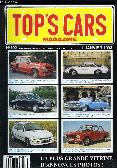 TOP'S CARS MAGAZINE N° 102 - R5 Turbo 1 1981 n°0635, moteur turbo, freins, em... - Afbeelding 1 van 1