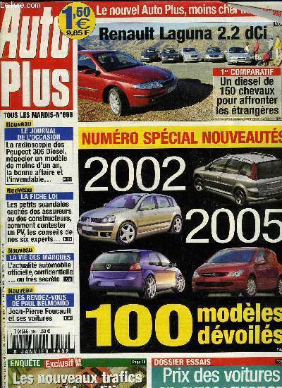 AUTO PLUS N 696 - Dossier spcial 2002-2005 : tous les projets des constructeurs, La Renault Laguna 2.2 dCi face a ses rivales, La Fiat Doblo JTD et la Rover MG ZT, Essai : Ford Fiesta 1.4 16V, Le prix des voitures en euros : prenez vos repres