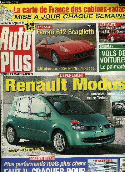 AUTO PLUS N 809 - Renault prsente la Modus, Faut-il craquer pour les 