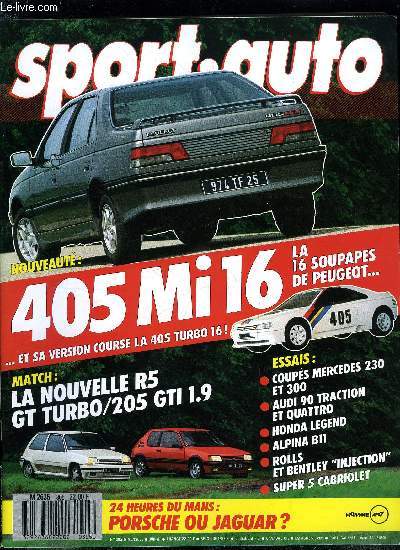 SPORT AUTO N 305 - Grand prix de Saint Marin, Grand prix de belgique, La colonne d'Ayrton Senna, Adrian Campos, Le Tour de Corse, Prsentation des prochaines 24 heures du Mans, Les 1000 km de Silverstone, Formule 3000 Spa