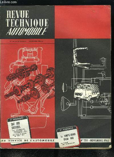 REVUE TECHNIQUE AUTOMOBILE N 235 - Les transmissions automatiques (suite), Daf et Daffodil tous modles, Prix pilotes de quelques pices dtaches DAF, Que sera la voiture de 1975 ?, Le role du coussinet dans la rparation du moteur