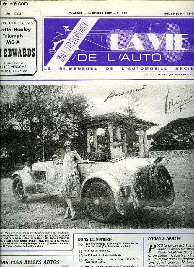 LA VIE DE L'AUTO N 120 - Toutes les voitures anciennes prsentes dans les ventes en 1981 (fin), les motos (a suivre), 2e rallye du Mont-Joly, La 7e Ronde des Cotes du Rhone, Hershey 1981/Les rallyes Pkin-Paris 197/1982 (suite), Vers un muse europen