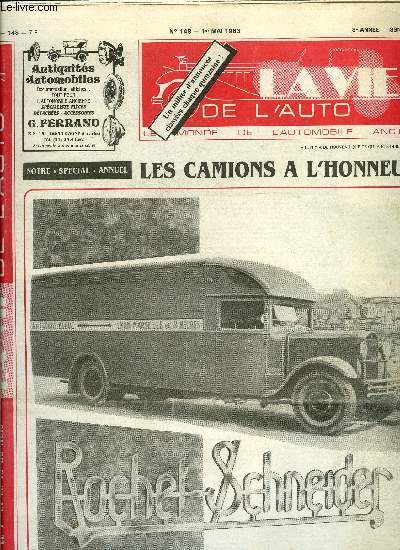 LA VIE DE L'AUTO N 148 - Contact-Party, souvenirs militaires et automobiles par Claude Rouxel, Bientot : premier Megve-Simplon-Megve, Les premiers diesel Citron (1937), Les Six Roues Renault du Sahara (1926), Quand Delahaye motorisait les pompiers