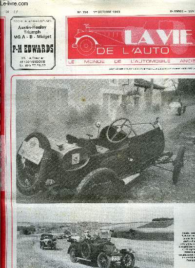 LA VIE DE L'AUTO N 156 - Le Tour de France des Grands Mres Automobiles a Fontainebleau, Lancia : Savoie trs bien, merci, par P.F. Croze, De Concarneau a Lausanne en Citron B14 par J.C. Reymond, La vie de Tazio Nuvolari pilote de course italien (suite)