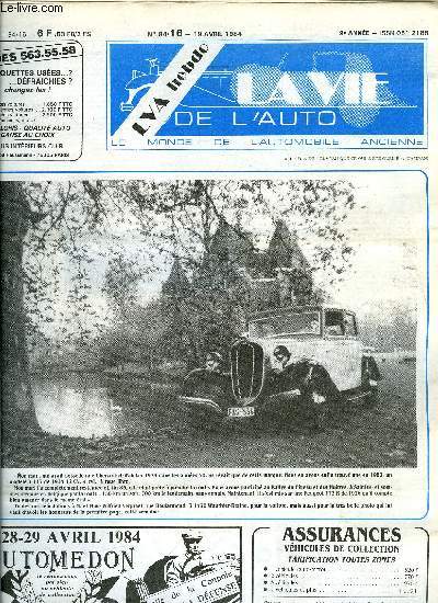 LA VIE DE L'AUTO N 16 - La marque Thophile Schneiger, Besanon, The Detroit Chronicle par Didier Lain : 1951, le nouveau V8 Chrysler : Place a la puissance, Les Traction Citron : modles 1937, L'invention de l'automobile, Motos par Bourdache : Duos