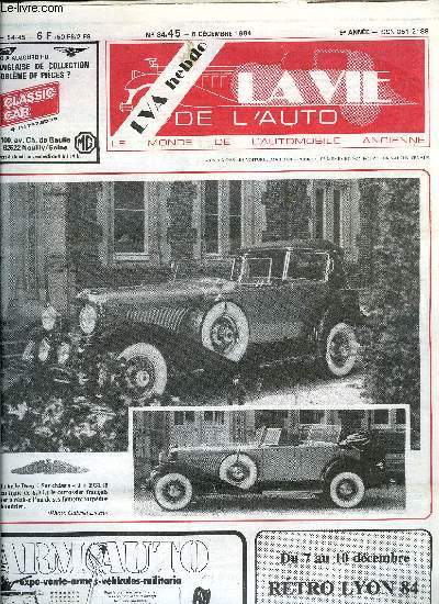 LA VIE DE L'AUTO N 45 - Inflation sur le titre Ferrari, Un cinquantenaire discret Club Simca, Balade au pays de la dsolation, Les trucs de Roger Brioult, Exposition a Nancy, Les folles inventions de Delarue-Nouvellire, Poissy a l'heure du Centenaire