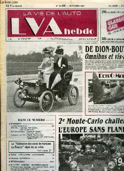 LA VIE DE L'AUTO N 9 - Page mag - Sans ressorts mais pas sans succs, Suspension : a gaze - Les huiles pour rire, 2e Monte-Carlo challenge - Des autos a Perthes, Dcouverte de la rgion dieppoise - Les DS carburent au cognac - Les vins du Mdoc