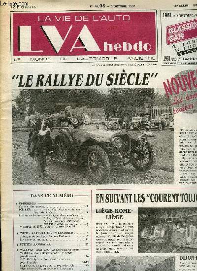 LA VIE DE L'AUTO N 35 - 1, 2, 3 PR (suite) - Ricaines sur le retour - Une drole de C4, Liquide hydraulique au silicone : freinage efficace s'abstenir - Aronde : la fin des vacances - Statistiques techniques 1925, Tableaux de bord par Jacques Potherat