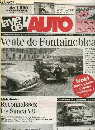 LA VIE DE L'AUTO N 775 - Problmes de bagages : la remoque d'poque, Pratique : l'hivernage en six points, Equipements : le gant liquide, Vente Osenat a Fontainebleau le 1e decembre, 9e Carrera Panamaricana, La coupe des sources, Machinisme agricole