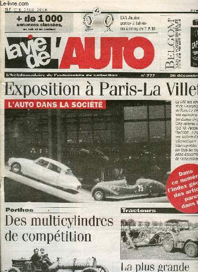 LA VIE DE L'AUTO N 777 - Un muse pour Chrysler, Un fiace lectrique au Londres-Brighton, Culasse : du collage au grippage, Les mini automatiques, La viva Grand Sport de ma mre, Les moretti en France, Expo automobile a Paris-La Villette