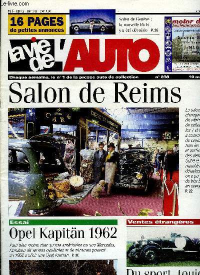 LA VIE DE L'AUTO N 836 - Chrysler dans les courses europnnes, Paralllisme : rglage sur Trakrite, Vrification du chauffage des Floride et Caravelle, Salon de Reims, Bourse a Castelsarrasin, Bourse a St Macaire en Mauges, Salon de Genve