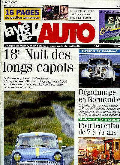 LA VIE DE L'AUTO N 841 - Les jeep du dbarquement, Jacques Savoye et Singer, Rouillez bolides, Carrosserie : remplacement d'un panneau de porte, Citron 2 CV : nouvelle srie de capotes, Carburant : pompes GPL, Ventes a Londres, le 8 avril, Des Delage