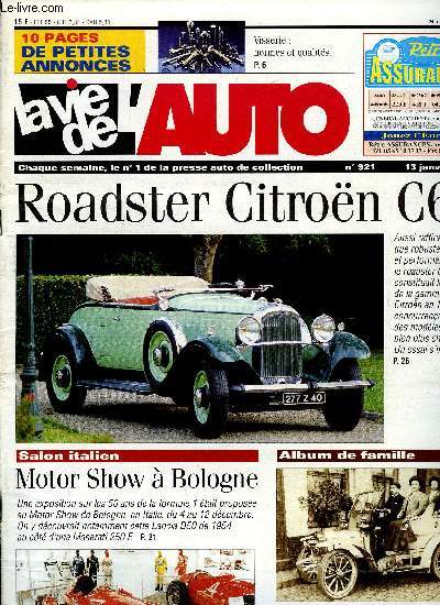 LA VIE DE L'AUTO N 921 - Trafic a Nice, La visserie : normes et qualits, Meeting Porsche en pays nantais, Motor Show a Bologne, Rallye de Lambesc, 2e Raid de l'Etna, Ronde de la Saint Nicolas, 24 tours de Rambouillet, 20e anniversaire a Tulle