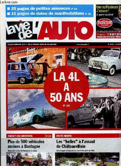 LA VIE DE L'AUTO N 1468 - Tour de Normandie, Rallye de Bourgogne, 1er cimes et alpages, Salon des vhicules anciens et bourse 8-19, Journes baptmes a Selestat, 3e circuit des Ardennes historiques, Crystal palace, 17e rallye international de Fougres