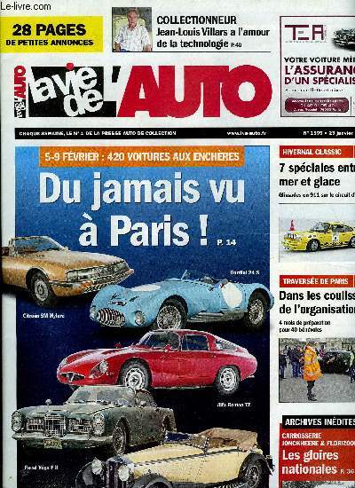 LA VIE DE L'AUTO N 1595 - Cinq ventes aux enchres a l'occasion de Rtromobile, Fort Laurderdale Auction en Floride, Traverse de Paris, Raid des neiges historique, Rallye hivernal classic, Bourse d'changes de Damazan, Carrosserie R. Jonckheere