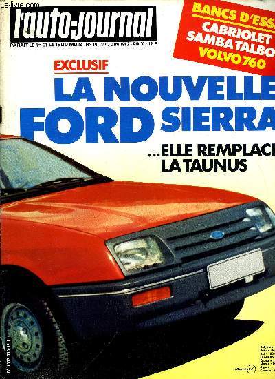 L'AUTO JOURNAL N 10 - Volvo 760 Automatique, Talbot Samba cabriolet, Le coup Audi GT, La Fiat Cabrio, Le coup Toyota Celica, La Datsun Stanza, Porsche 944 contre Citron, Fiat - Talbot - VW : trois ouvertures sur le ciel, Les nouvelles Ford Sierra