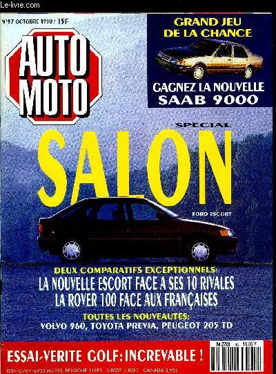 AUTO MOTO N 97 - Volkswagen Golf 55 ch : 10 millions de kilomtres, 377 utilisateurs, BMW K 100 RS 1 : sport en tenue de soire, Suzuki 350 DR, Honda Wallardoo, Nos 10 propositions, Dossier spcial Mondial de l'automobile : Volvo 960 : 6 cylindres