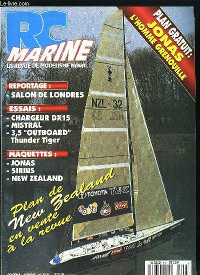 RC MARINE N 61 + PLAN - Salon de Londres, Aqua Vap, New York, Catamaran de l'extrme, Jonas, New Zealand, Le sirius, Thunder Tiger 3,5 cm3 Outboard, Chargeur DX 15