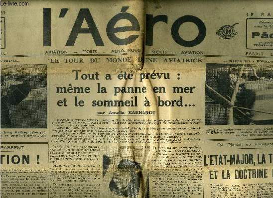 L'AERO N 1503 - Le tour du monde d'une aviatrice - Tout a t prvu : mme la panne en mer et le sommeil a bord par Amelia Earhardt, L'Etat-Major, la technique et la doctrine de l'air, Des skieurs de descente ignorent encore la mthode et l'entrainement