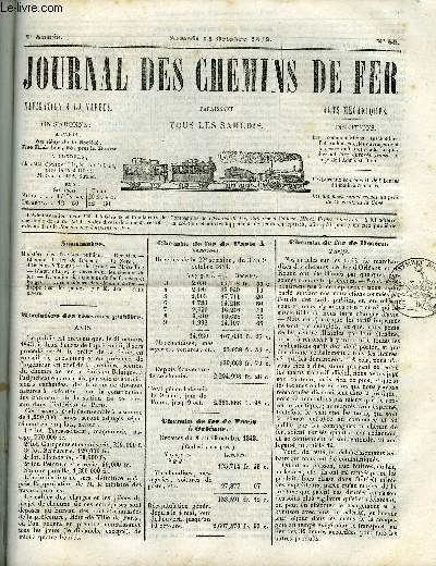 JOURNAL DES CHEMINS DE FER 2e ANNEE N 80 - Ministre des travaux publics, Recettes, Chemins de fer de Rouen; du Nord; d'Orlans a Tours; de Lyon; Marseille, L'agriculture, les ouvriers et les chemins de fer, Excution des chemins de fer franais