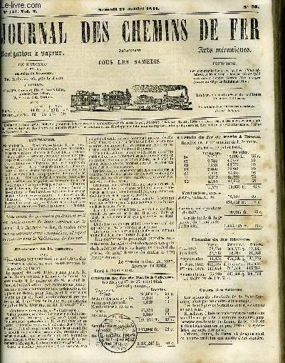 JOURNAL DES CHEMINS DE FER 3e ANNEE N 121 - Chambre des pairs : rapport relatif au chemin de fer de Paris a Strasbourg; voitures Arnoux; systmes atmosphrique, Calculs de M. Garnier-Pags, Bilan des chambres pour les Chemins de fer en 1844, La presse