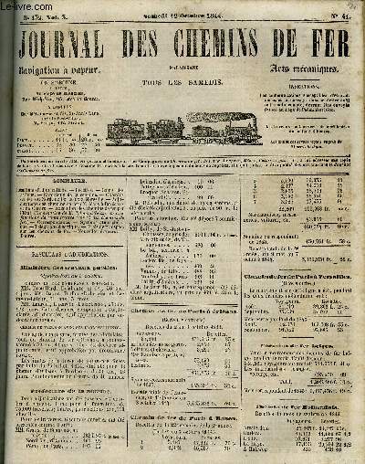 JOURNAL DES CHEMINS DE FER 3e ANNEE N 132 - Rsultats d'adjudications, Chemins de fer du Nord, de Bordeaux a Marseille, Adjudications des chemins de fer d'Orlans a Bordeaux et du Centre, Excution des chemins de fer par l'Etat (Nomination de M. Edmond